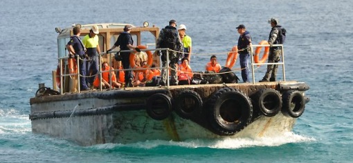 Gerettete Bootsflüchtlinge vor Australien